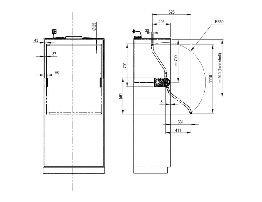 Afmetingen - Kledinglift - Granberg Butler 732