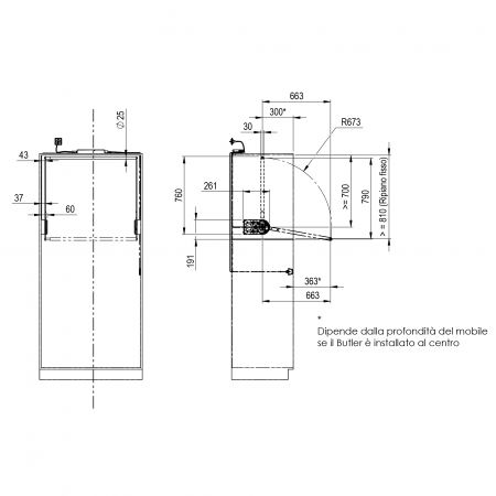 Dimensioni - Sollevatore barra appendiabiti Granberg Butler 730 Dimensioni - Sollevatore barra appendiabiti Granberg Butler 730
