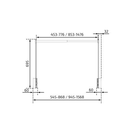 Dimensions - Electric Wardrobe lift Granberg Butler 720