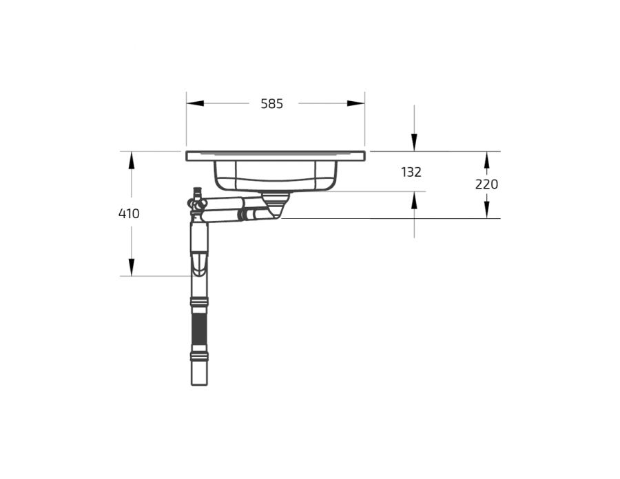 Dimensioni - Lavello combinato con 2 vasche e sede per piano cottura Granberg ESHS