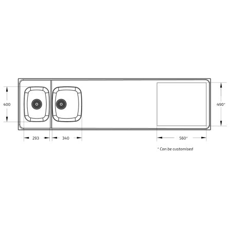 Dimensions - Wheelchair Accessible Stainless Steel Workbench - Granberg ESHS