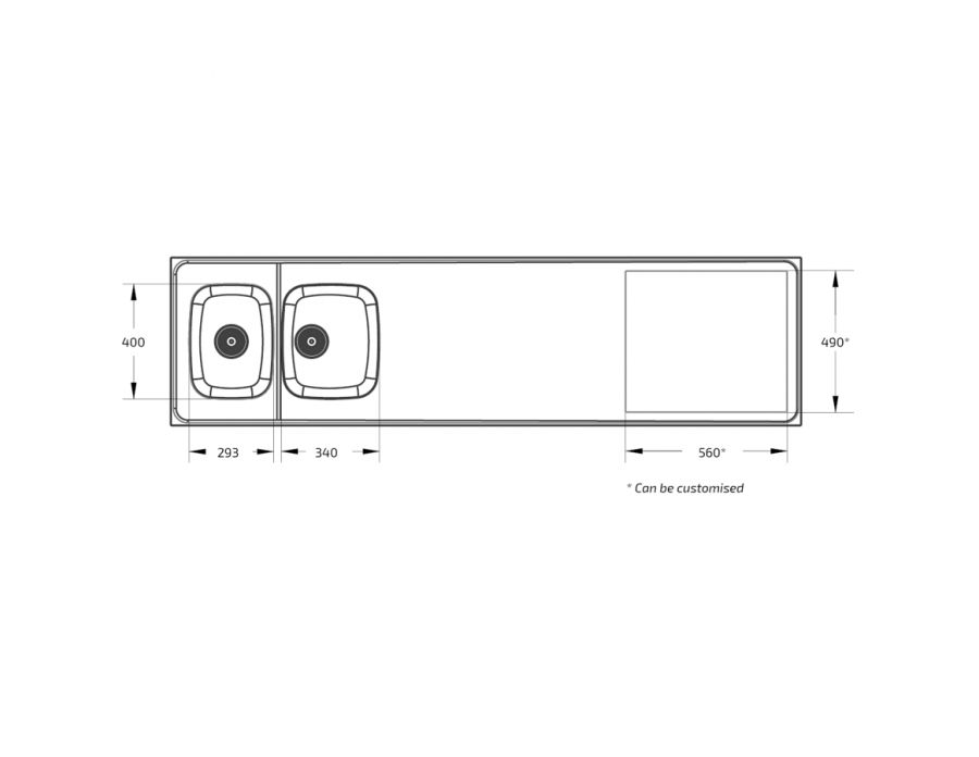 Dimensions - Wheelchair Accessible Stainless Steel Workbench - Granberg ESHS