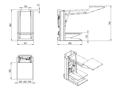 Afmetingen - UNILIFT 870 - Compleet