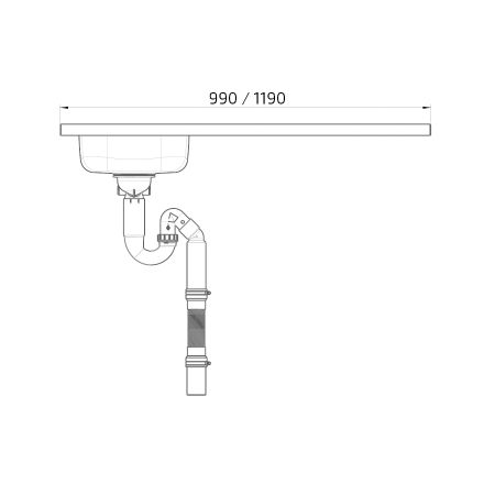 Dimensiones - Encimera combinada con 1 cubo y hueco para placa de cocción Granberg ESFS