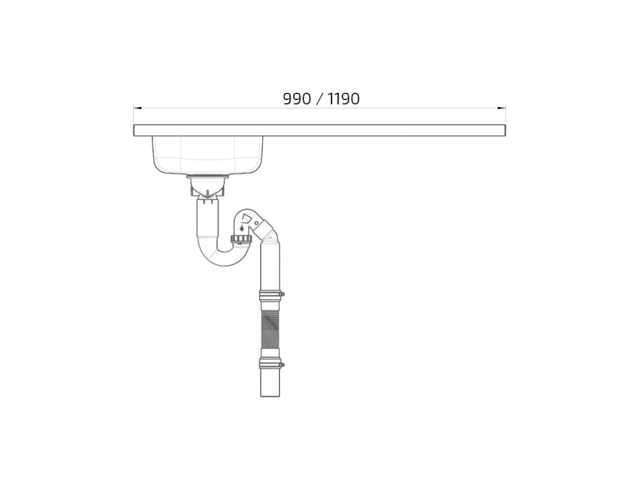 Dimensiones - Encimera combinada con 1 cubo y hueco para placa de cocción Granberg ESFS