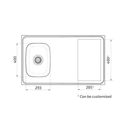 Dimensions - Wheelchair Accessible Sit-on Sink, Mini Kitchen (for hob) - Granberg ESFS