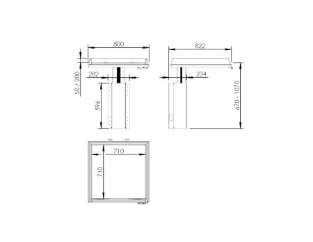 Dimensions - Height Adjustable Changing Table 335 - Ladder left