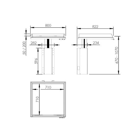 Dimensions - Table à langer électrique à hauteur variable 335-080