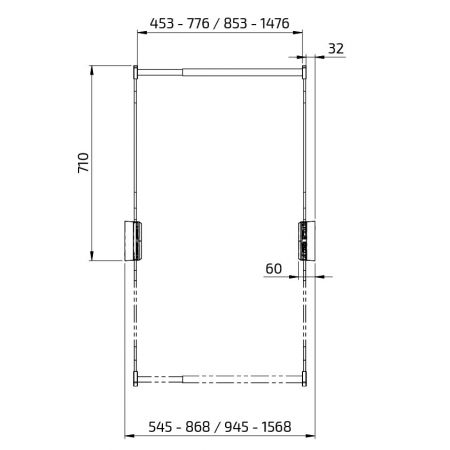 Dimensions - Electric Wardrobe Lift BUTLER 722
