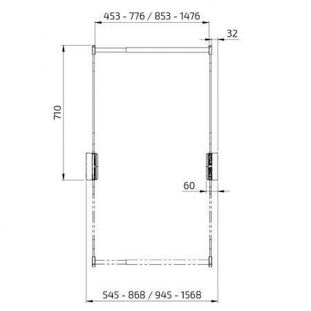 Dimensiones - Elevador de colgador de ropa - Butler 722