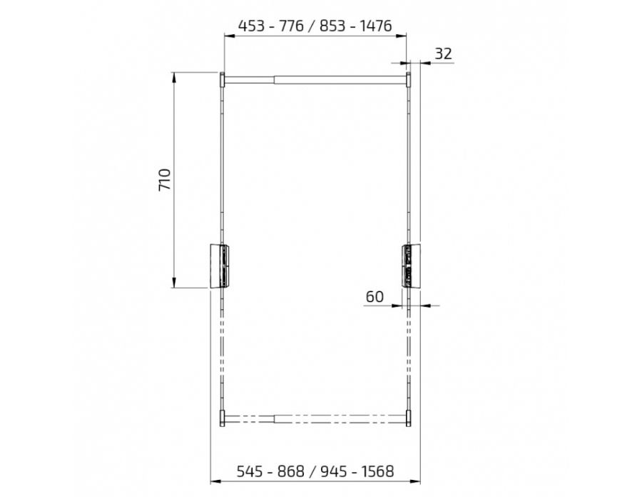 Dimensiones - Elevador de colgador de ropa - Butler 722