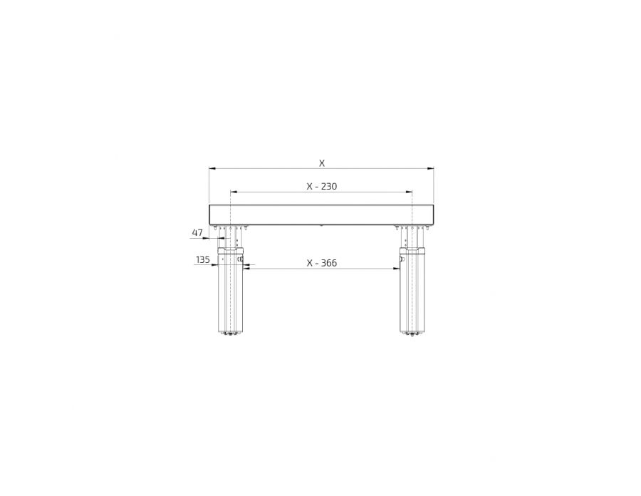 Dimensiones - Manulift 6380HA Unidad de elevación montada en pared, 103 mm frente