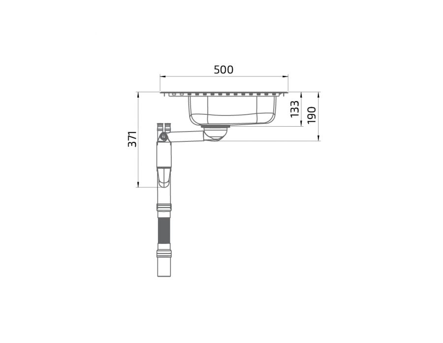 Dimensions - Wheelchair Accessible Inset Kitchen Sink Granberg ES11 - 49.6 cm
