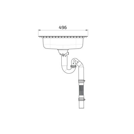 Maße - Flache barrierefreie Einbauspüle ES11 - 49,6 cm 