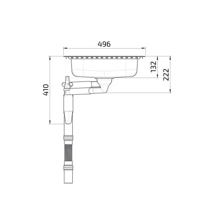 Maße - Flache barrierefreie Einbauspüle ES30 - 76,6 cm