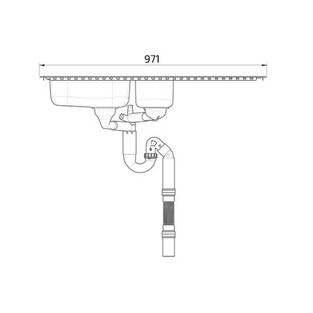 Maße - Flache barrierefreie Einbauspüle ES25 - 97,1 cm