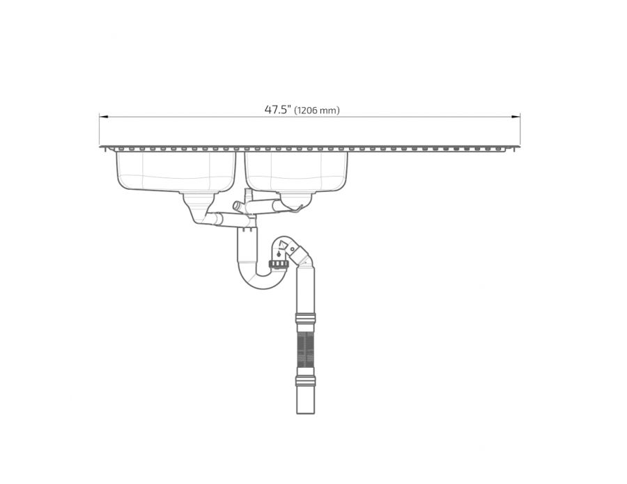 Dimensions - Wheelchair Accessible Inset Kitchen Sink ES35 - 47.5" (1206 mm)
