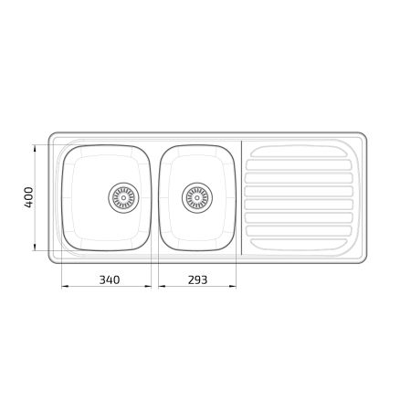 Dimensions - Wheelchair Accessible Inset Kitchen Sink Granberg ES35 - 120.6 cm