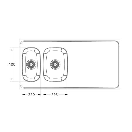 Dimensiones - Fregadero con escurridor de 2 cubos  Granberg ESG