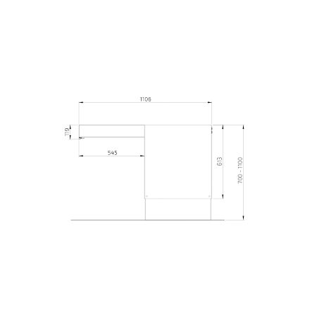 Dimensions - Îlot de cuisine motorisé avec caissons suspendus et espace pour les genoux - CENTERLIFT 6490