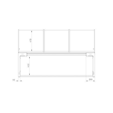 Dimensions - Îlot de cuisine motorisé avec caissons suspendus et espace pour les genoux - CENTERLIFT 6490