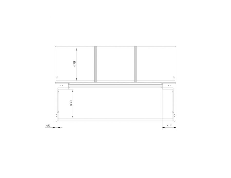 Dimensions - Îlot de cuisine motorisé avec caissons suspendus et espace pour les genoux - CENTERLIFT 6490