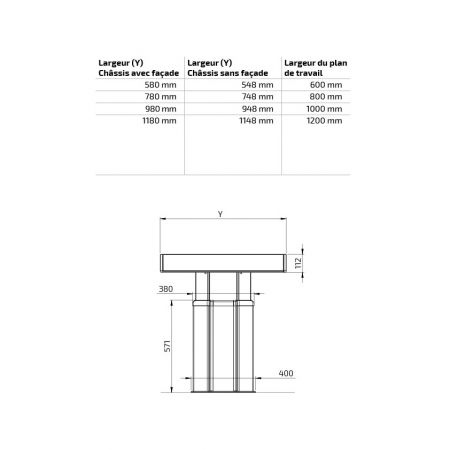 Dimensions - CENTERLIFT 960HE - Pour votre propre façade, Largeur 94.8 cm