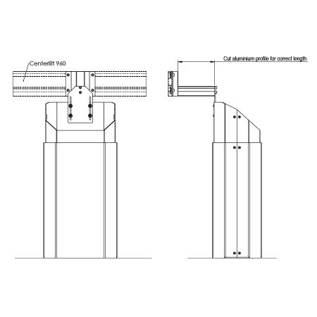 Dimensions - Hose cover Centerlift 960H