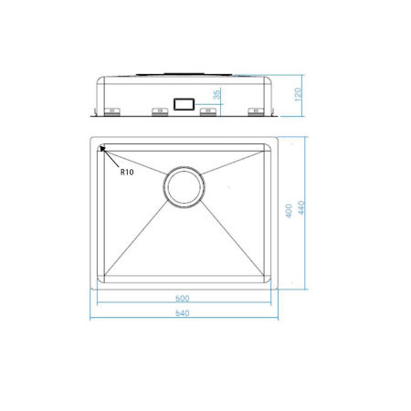 Dimensions - Wheelchair Accessible Inset Kitchen Sink ES12 - 21.3