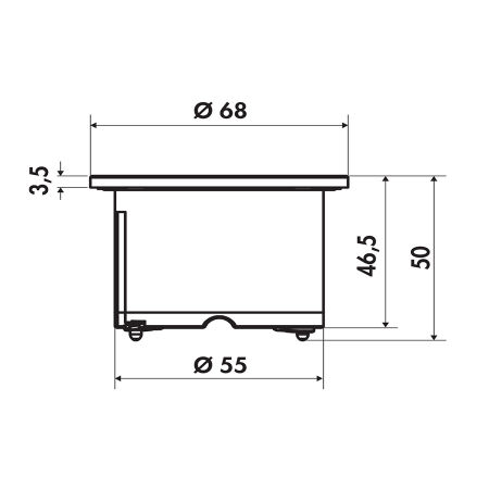 Dimensions - Power Socket, Black (UK 3-pin)