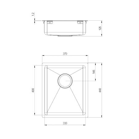 Dimensions - Accessible Kitchen Sink Granberg ErgoSteel Trendline EST-330