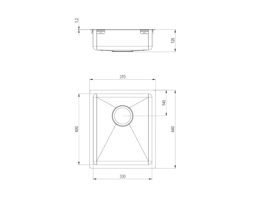 Dimensioni - Lavello Granberg Ergosteel Trendline EST-330