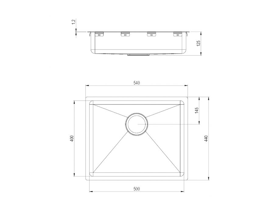 Dimensioni - Lavello Granberg Ergosteel Trendline EST-500