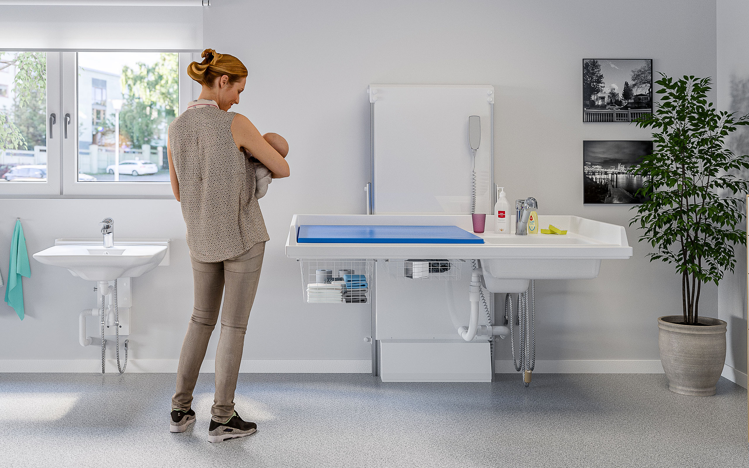 Table à langer électrique 334 - avec lavabo
