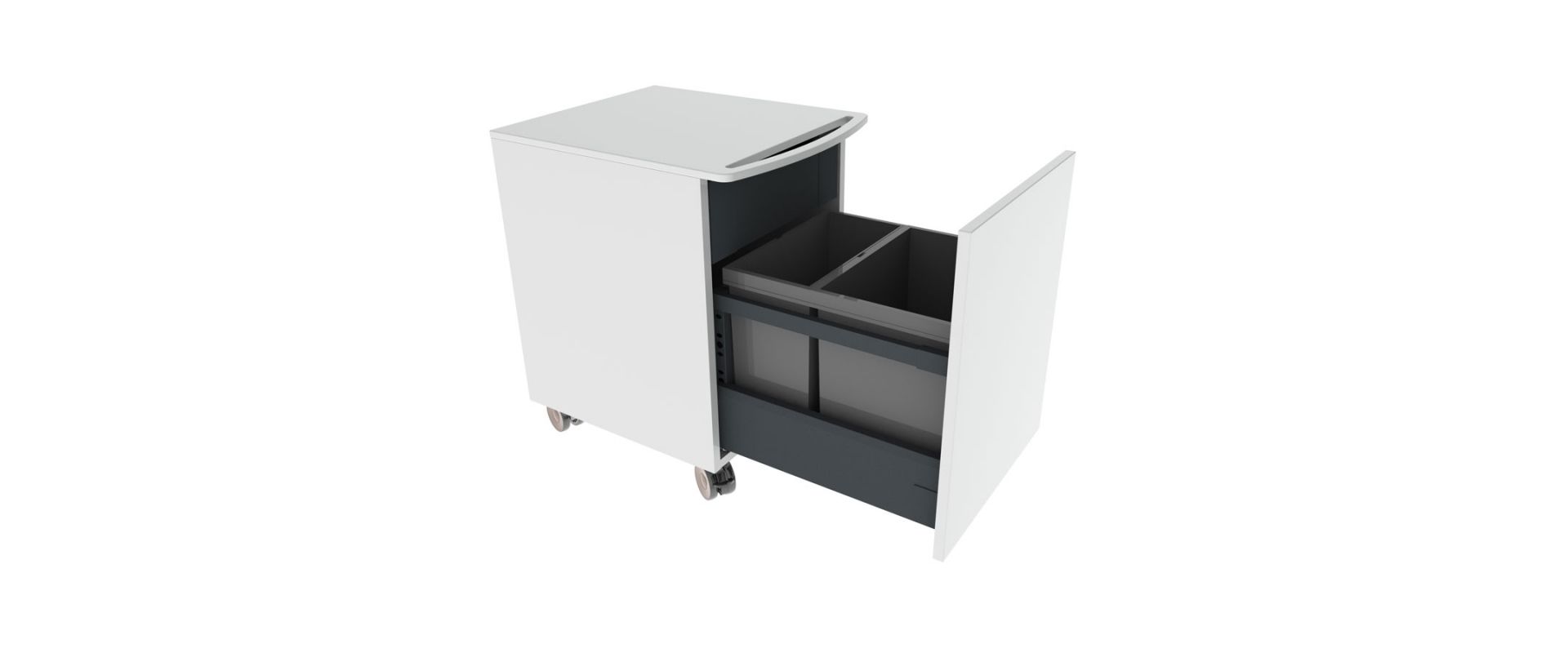 Mini cabinet on wheels with waste sorting