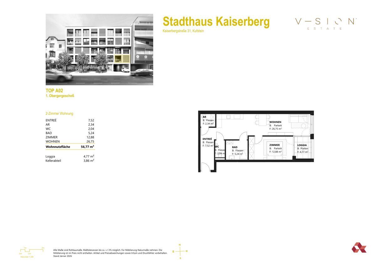 Grundriss – Etagenwohnung in Kufstein, Bild 7