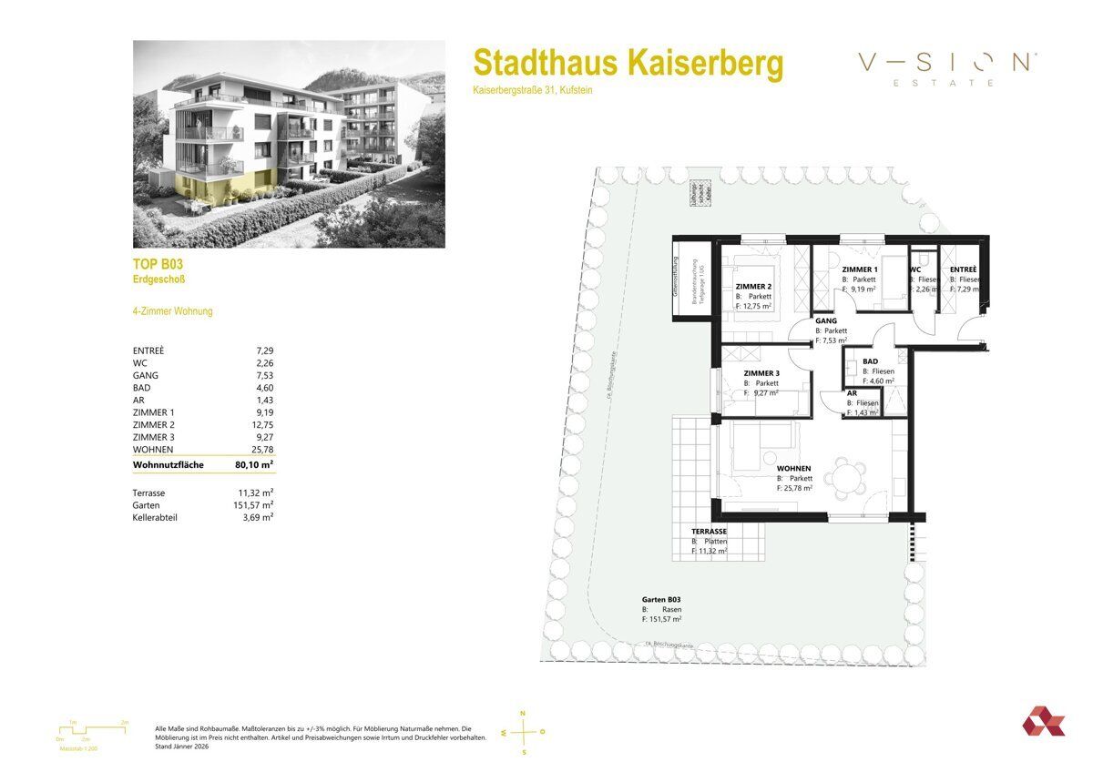 Grundriss – Garten- bzw. Terrassenwohnung in Kufstein, Bild 7