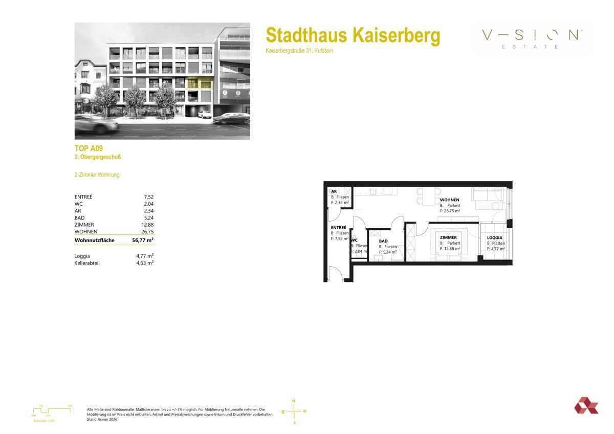 Grundriss – Etagenwohnung in Kufstein, Bild 7