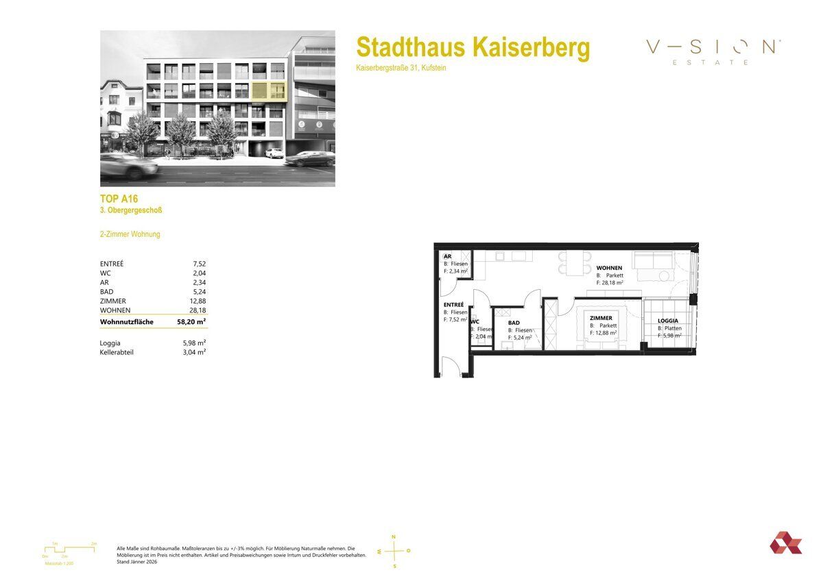 Grundriss – Etagenwohnung in Kufstein, Bild 7