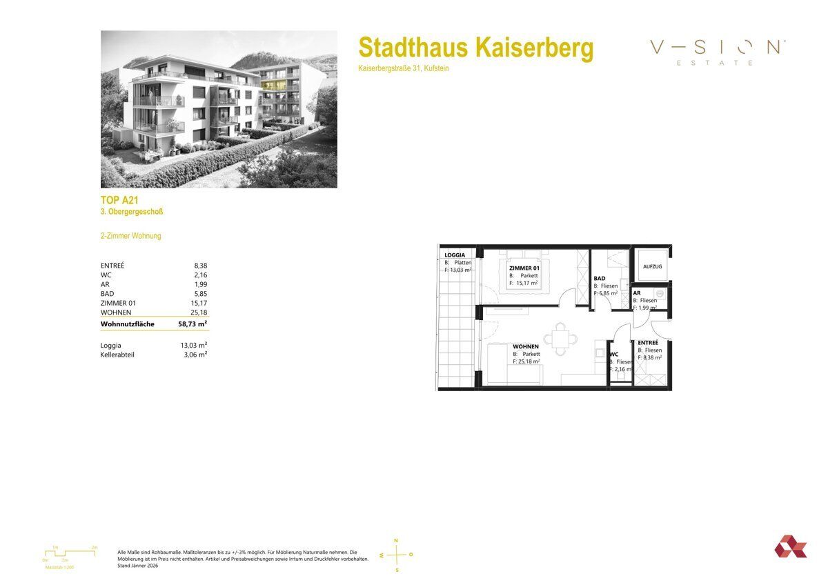Grundriss – Etagenwohnung in Kufstein, Bild 7