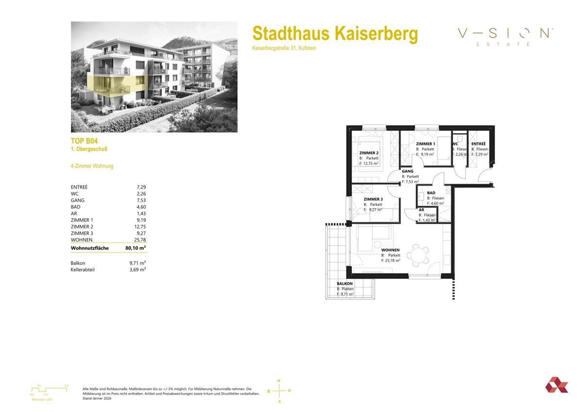 Grundriss – Etagenwohnung in Kufstein, Bild 7