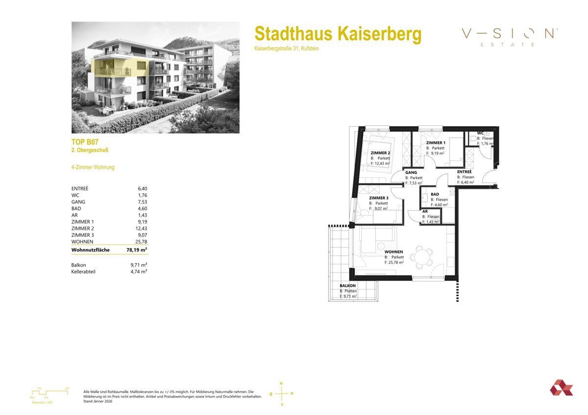Grundriss – Etagenwohnung in Kufstein, Bild 7