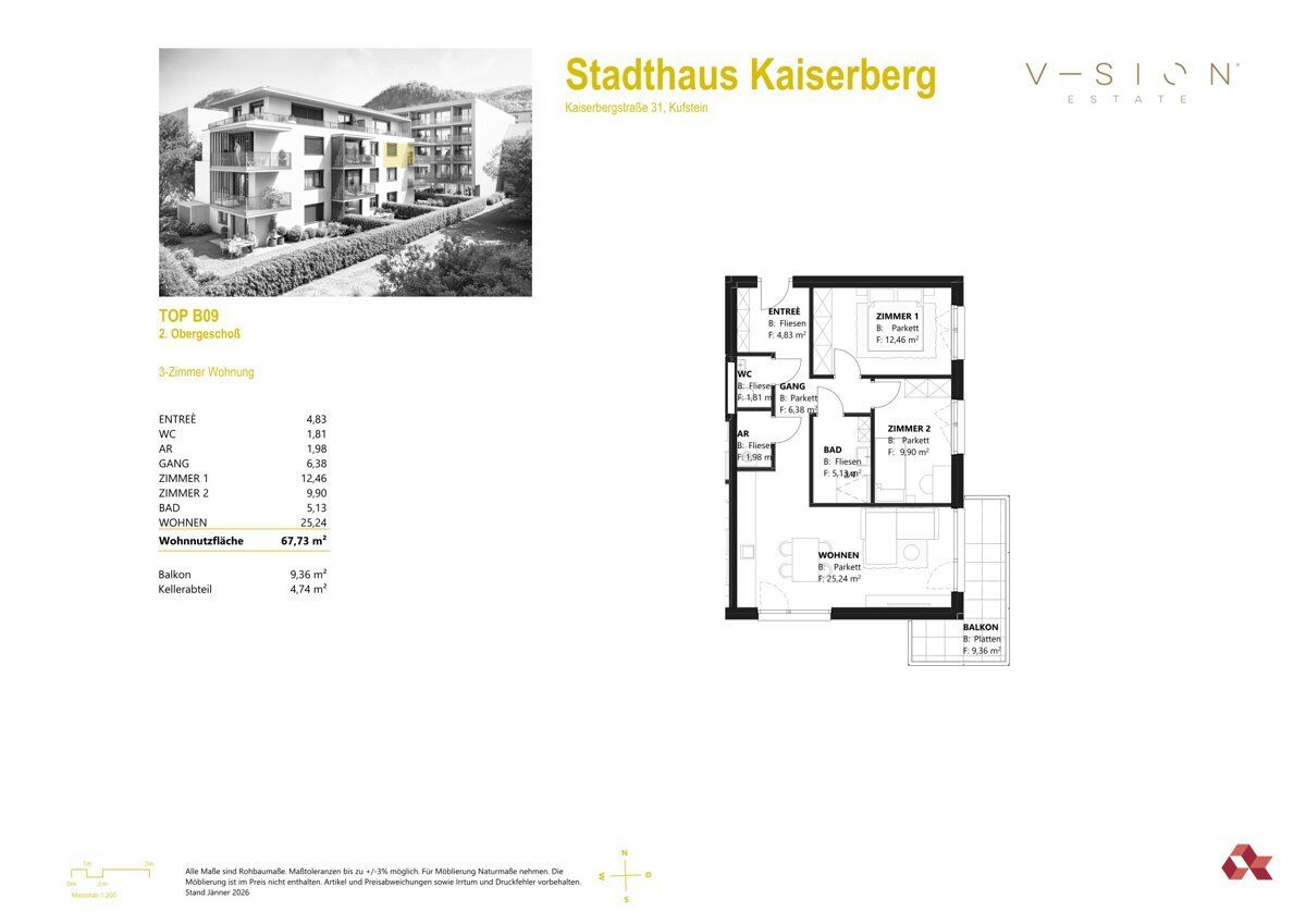 Grundriss – Etagenwohnung in Kufstein, Bild 7