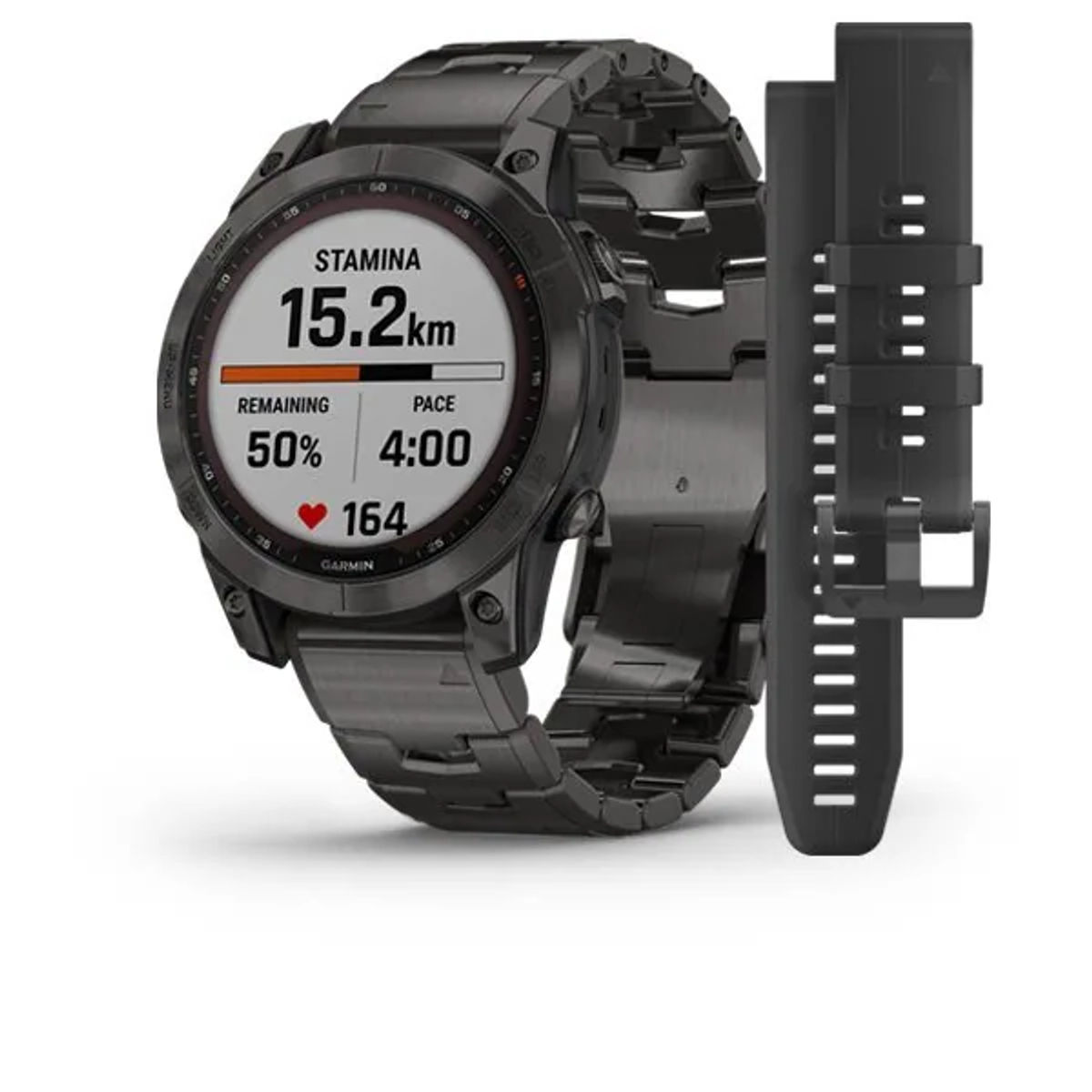 Garmin Fenix 7 Sapphire Solar — Carbon Gray Dlc Titanium With Titanium Bracelet