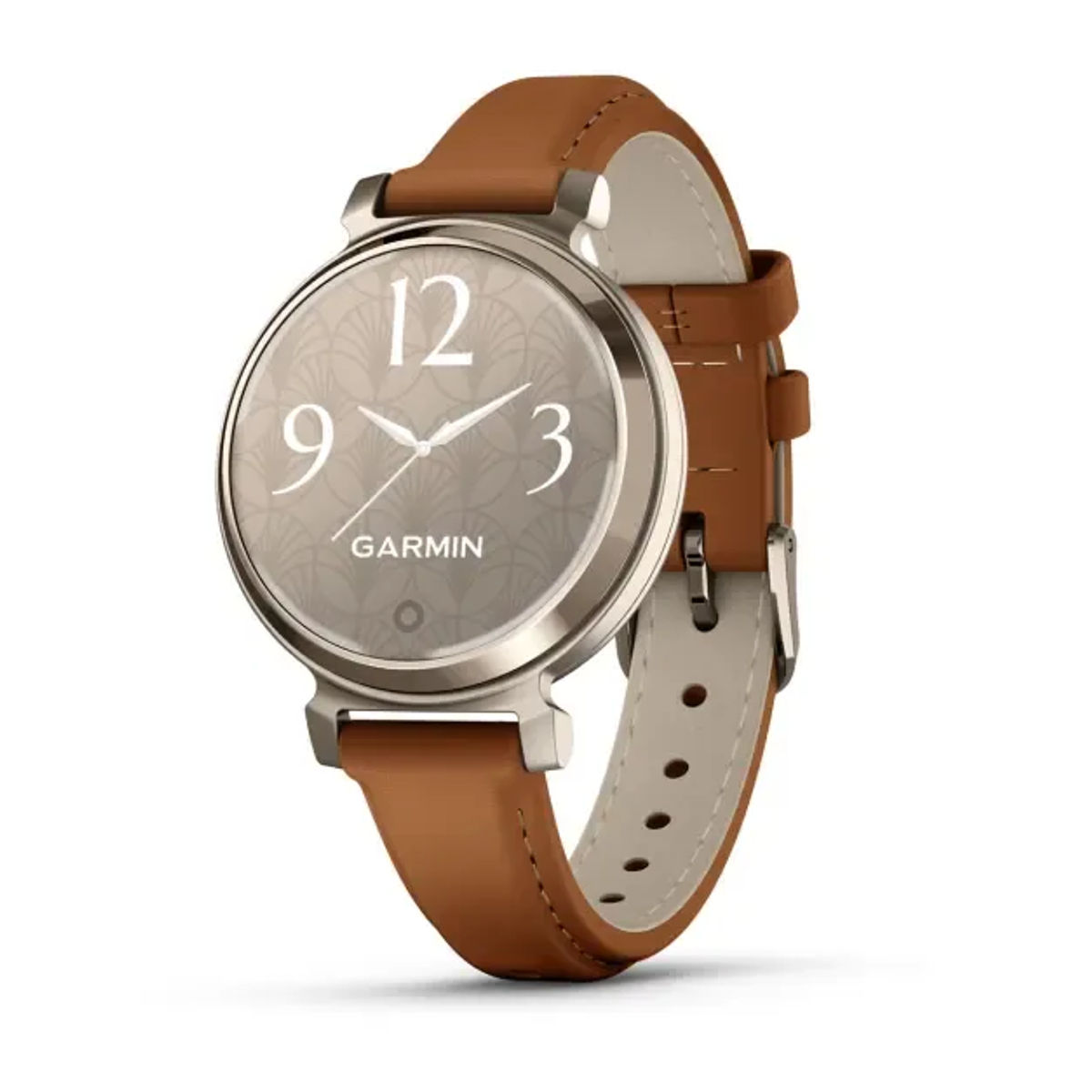 Garmin Lily 2 — Cream Gold with Tan Leather Band