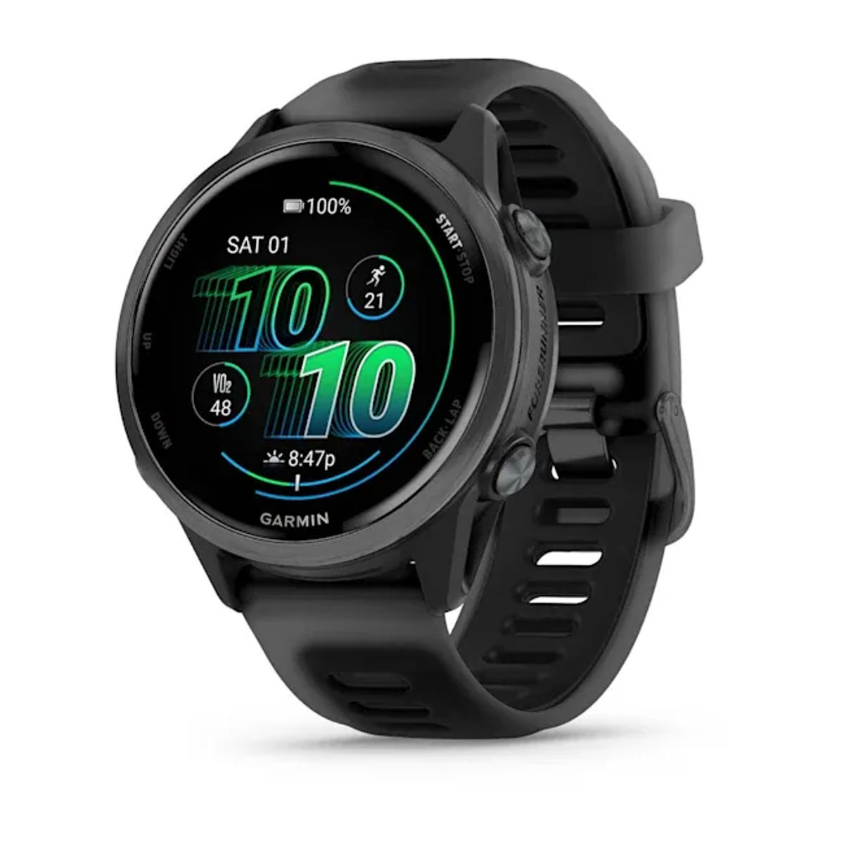 Garmin Forerunner 570 — 42 мм Алюминий сланцево-серого цвета с полупрозрачной черной/черной полосой