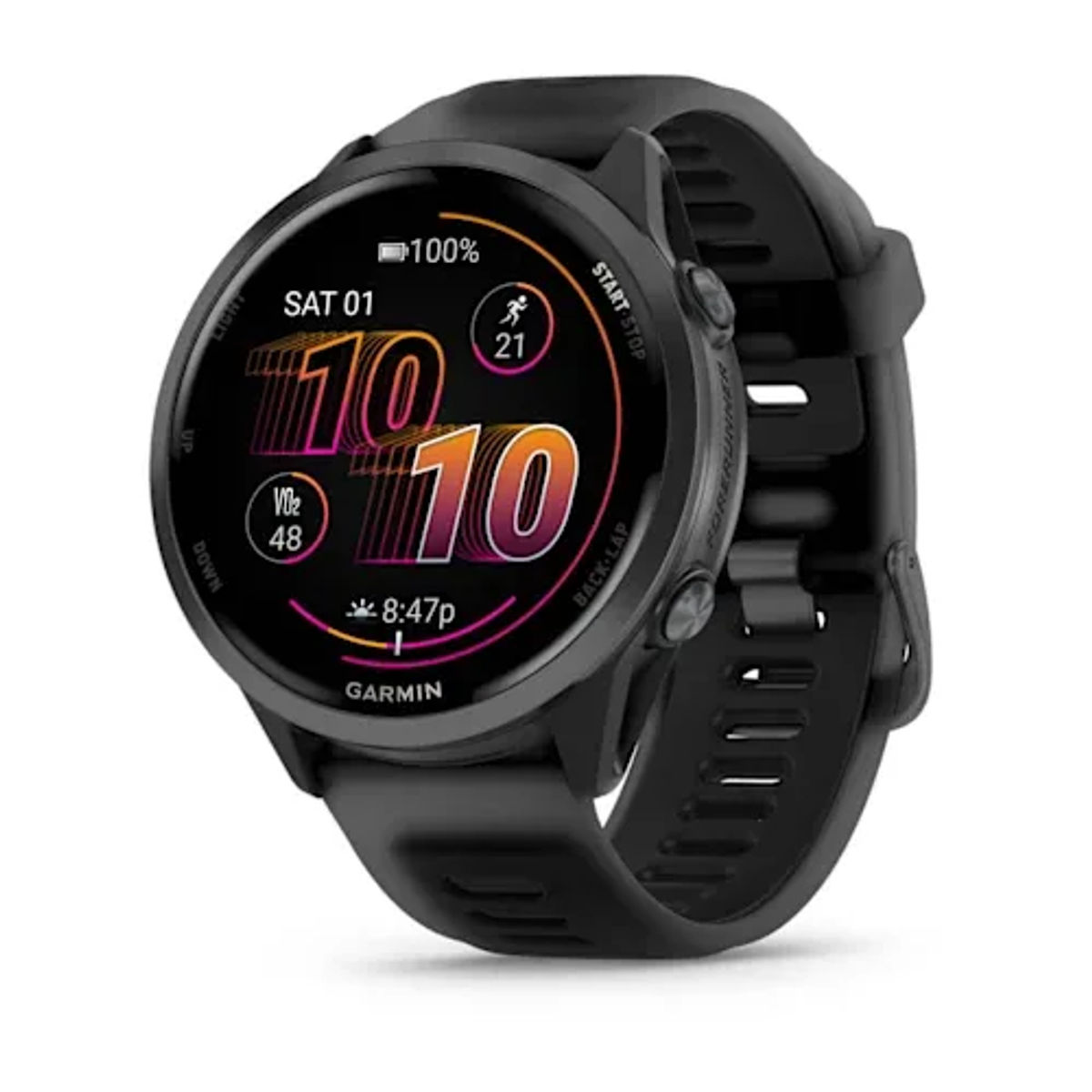 Garmin Forerunner 570 — 47 мм Алюминий сланцево-серого цвета с полупрозрачной черной/черной полосой