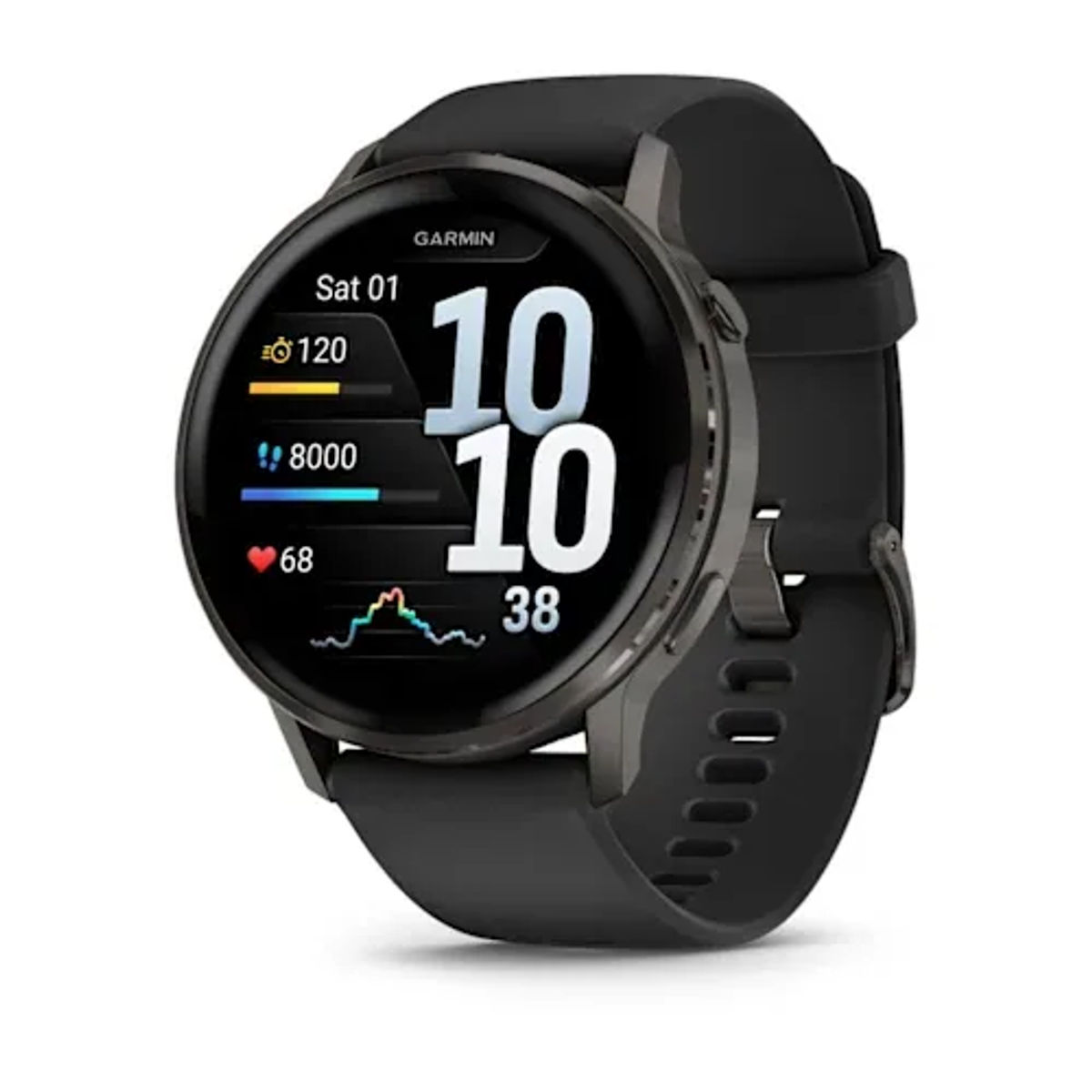 Garmin Venu 4 – 45 mm Slate with Black Silicone Band