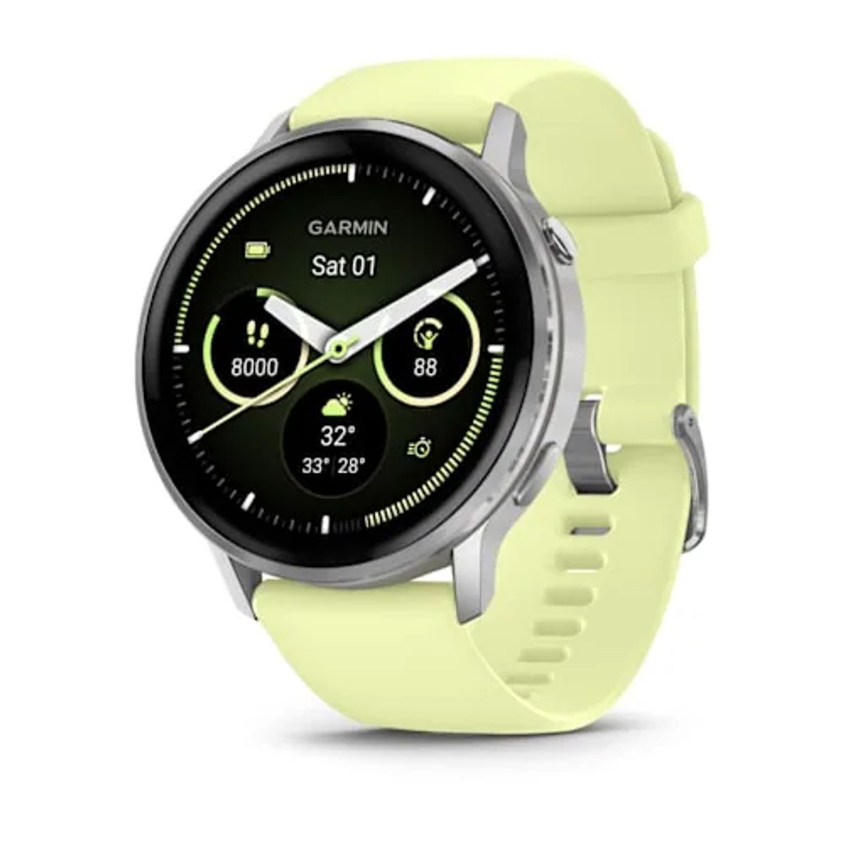 Garmin Venu 4 – 45 mm Silver with Citron Silicone band