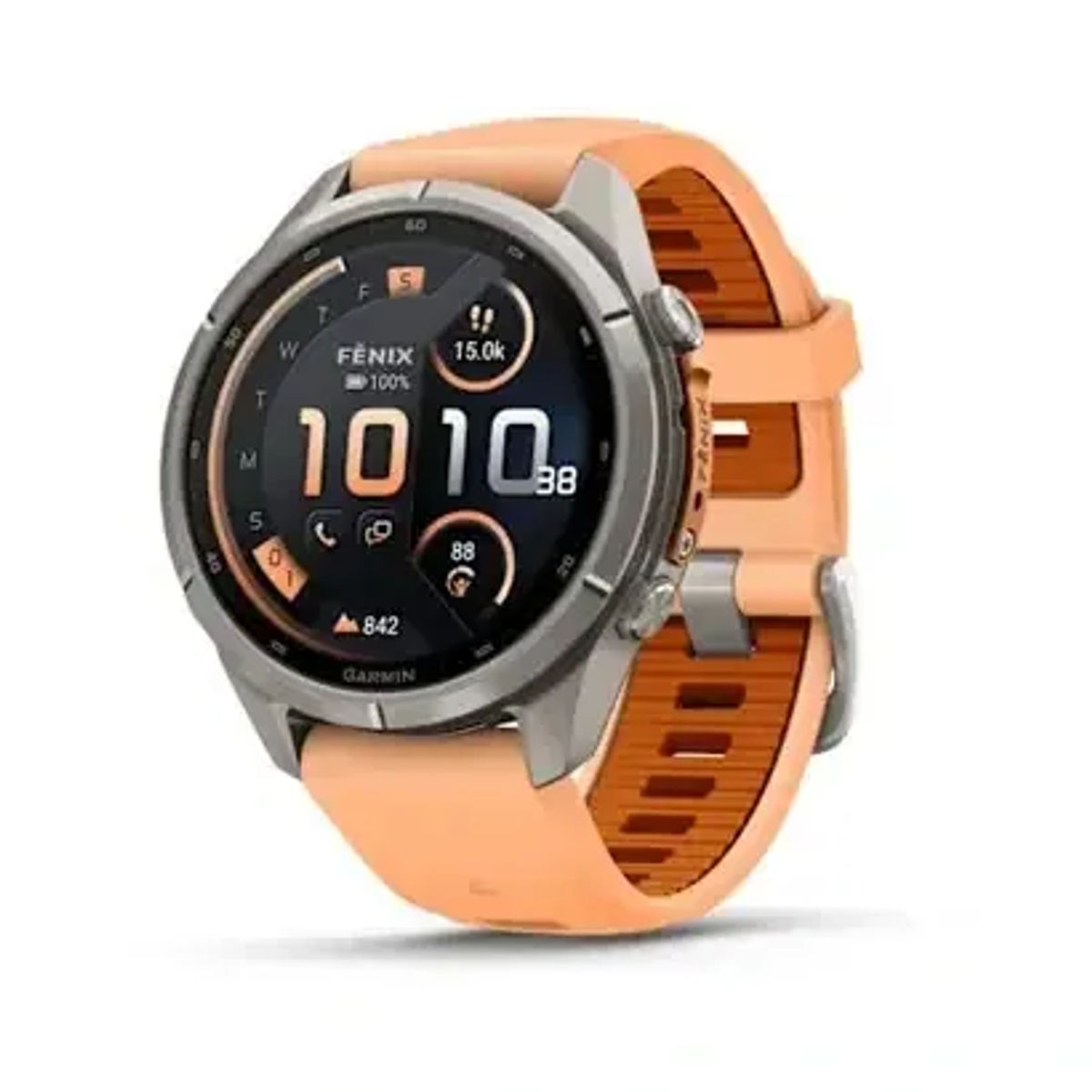 Garmin Fenix 9 Pro — inReach 43 mm, — Titanium with Shell Pink/Autumn Orange Silicone Band